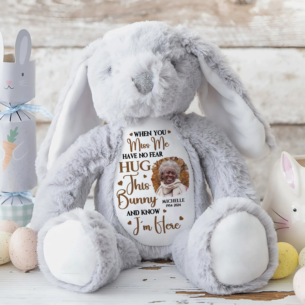 Hug This Bunny And Know I'm Here - Personalized Stuffed Bunny