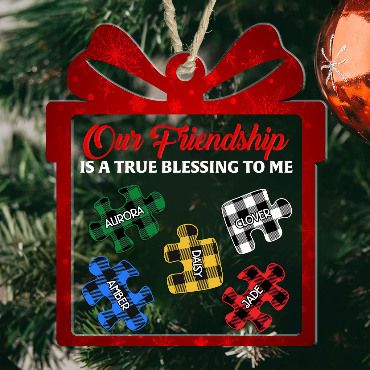 Our Friendship Is A True Blessing To Me - Personalized 3 Layered Christmas Shaker Ornament