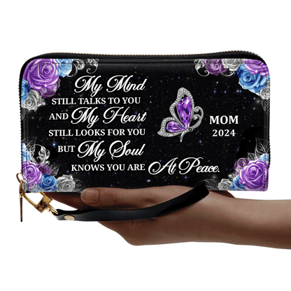 My Mind Still Talks To You - Personalized Leather Clutch Purse