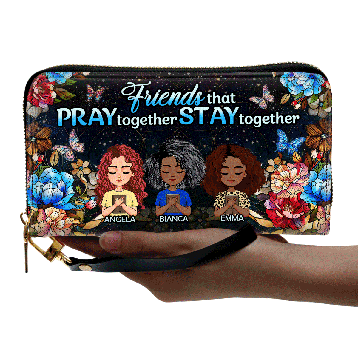 Friends That Pray Together Stay Together - Personalized Leather Clutch Purse