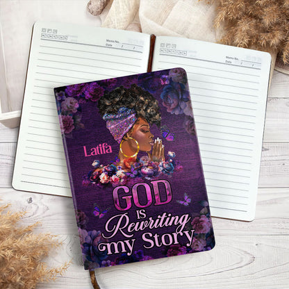 God Is Rewriting My Story - Personalized Leather Cover Notebook