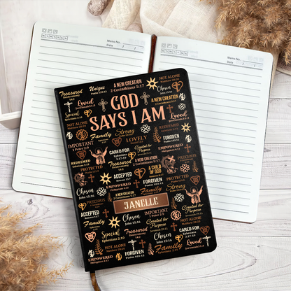 God Says I Am - Personalized Leather Cover Notebook