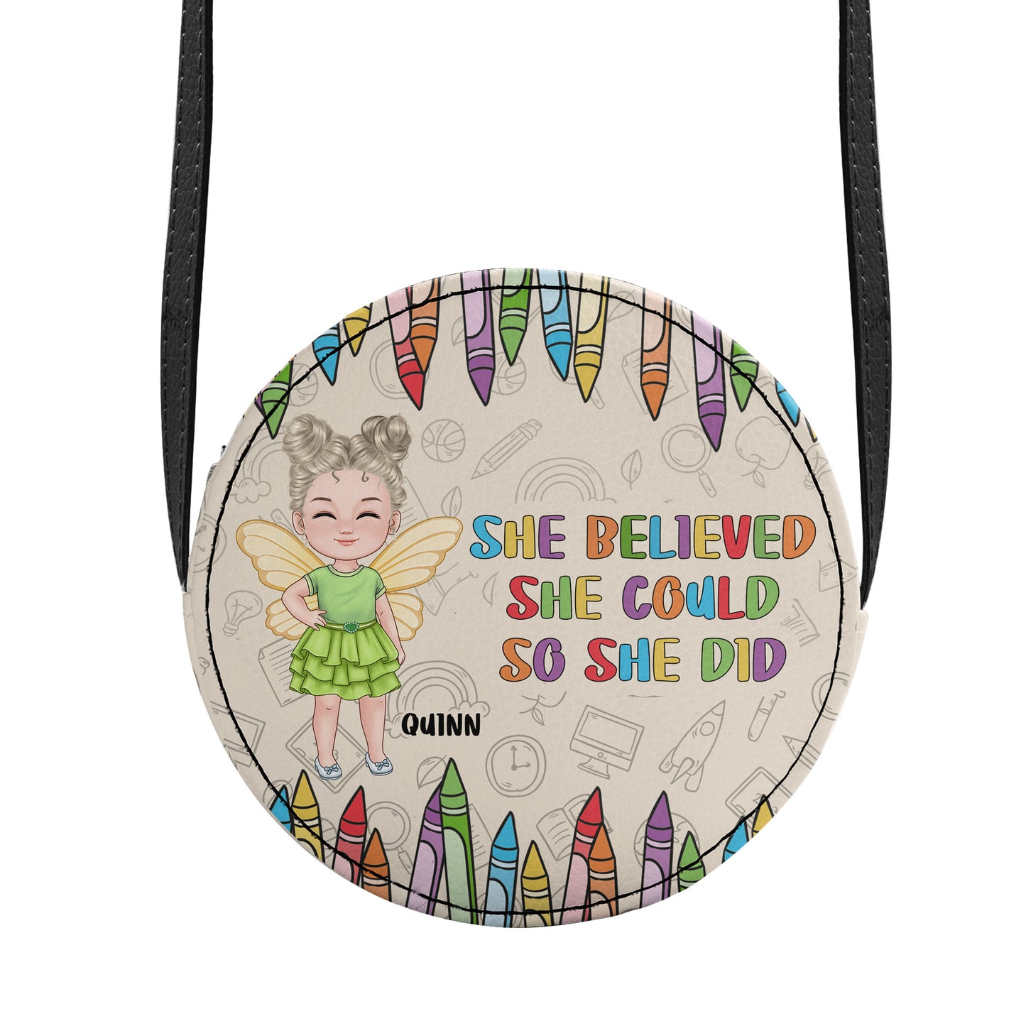 She Believed She Could So She Did - Personalized Kid Round Purse SBCRBLN1165M