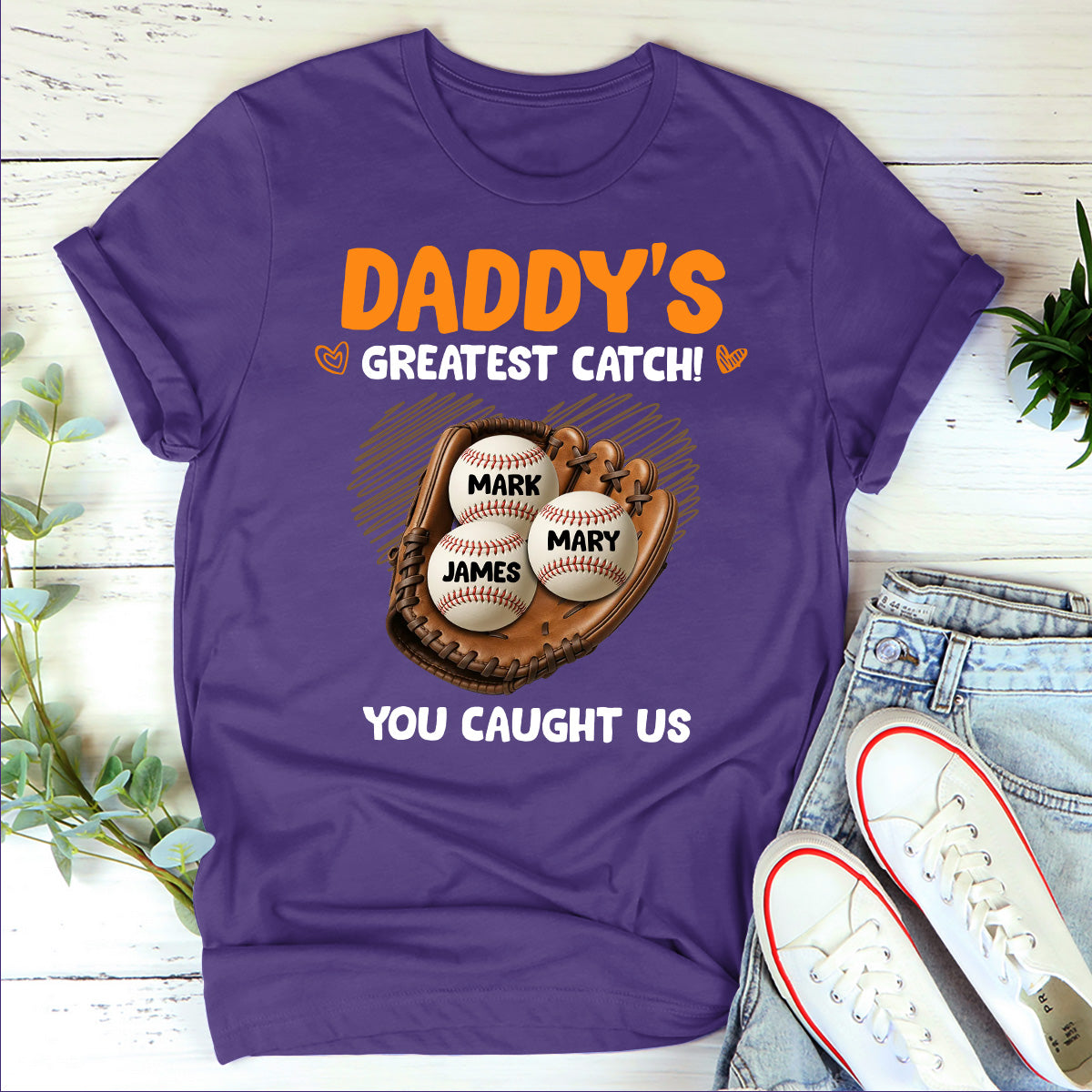 Daddy's Great Catch You Caught Us - Personalized 2D Unisex T-shirt