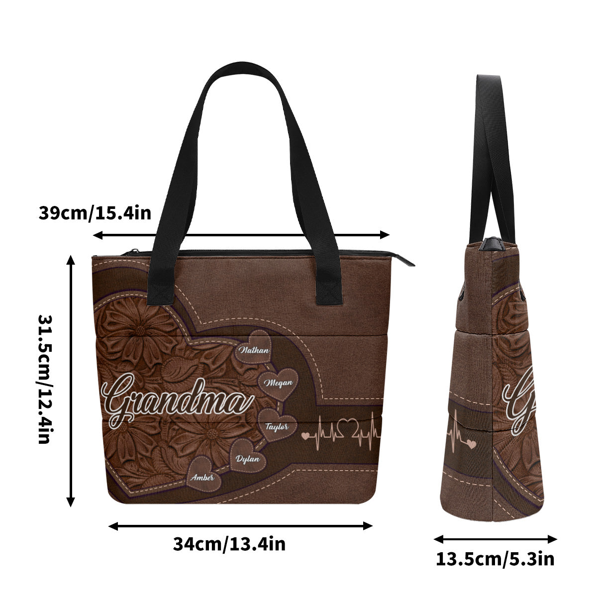 Grandma Heart - Personalized Comfortable Tote Bag