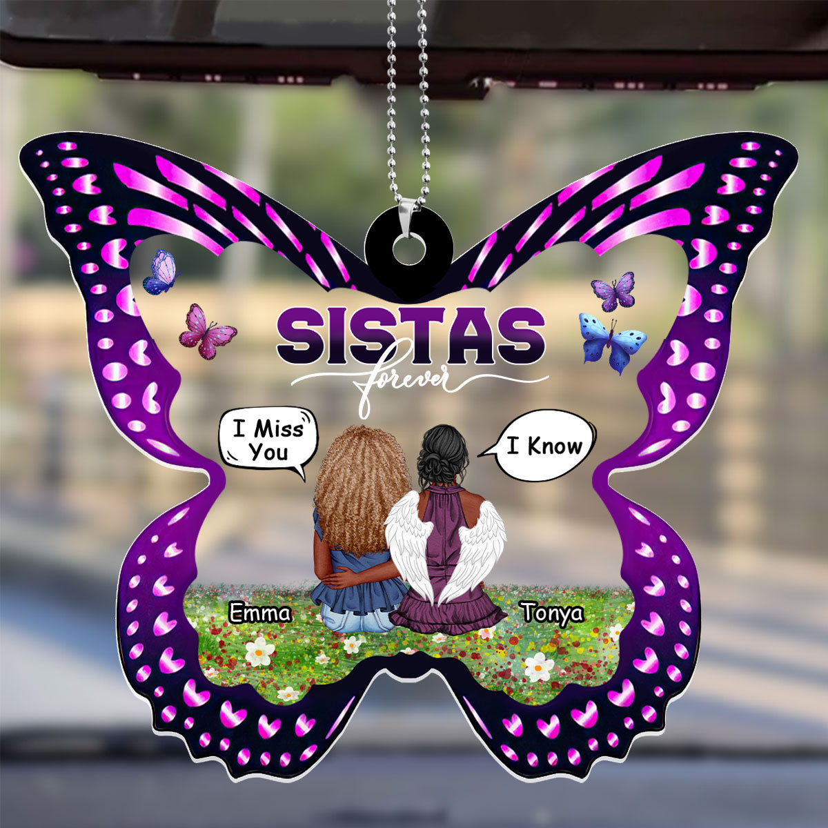 Sistas Forever I Miss You - Personalized 1-Side Car Acrylic Hanging Ornament