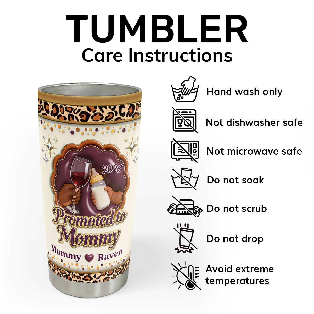 Promoted To Mommy - Personalized Stainless Steel Tumbler