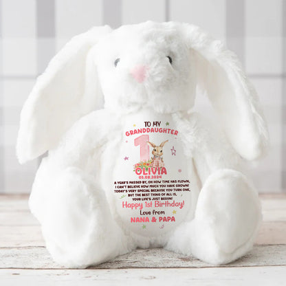 Happy First Birthday - Personalized Stuffed Bunny