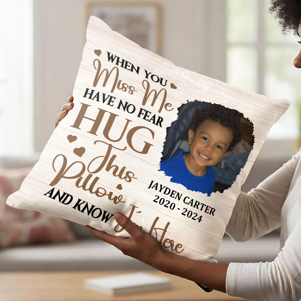 When You Miss Me Have No Fear - Personalized Crystal Velvet Pillow