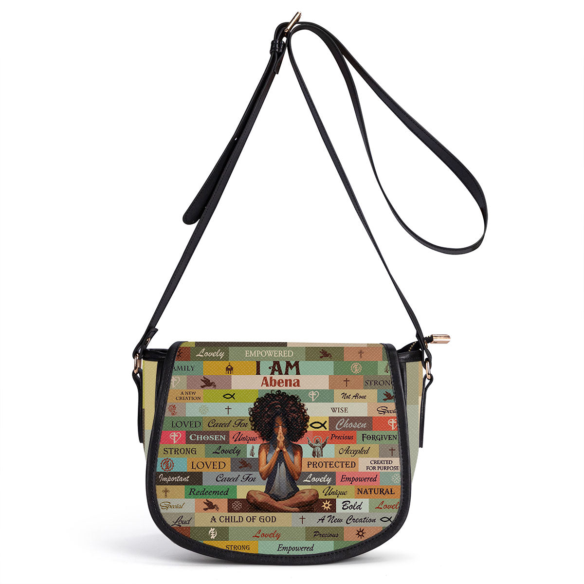 I Am Chosen- Personalized Leather Saddle Cross Body Bag MB50