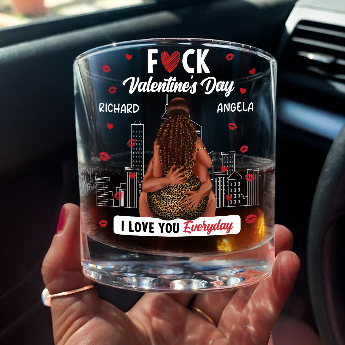 I Love You Everyday - Personalized Round Whiskey Glass