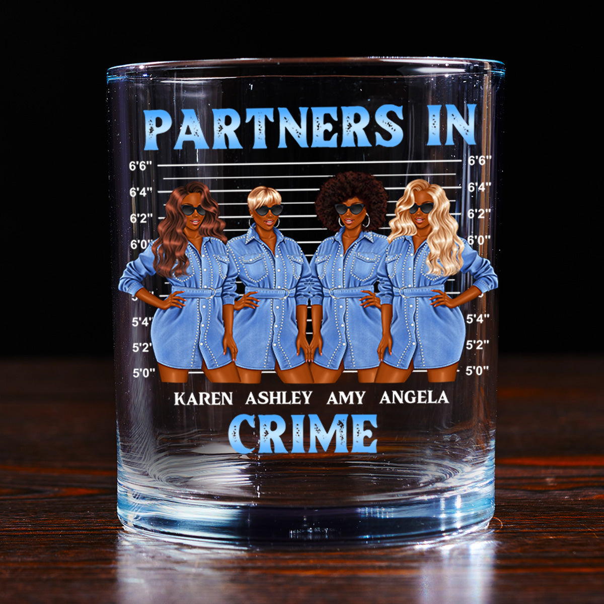 Partners In Crime - Personalized Round Whiskey Glass