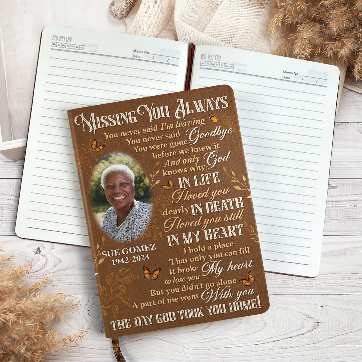 Missing You Always - Personalized Leather Cover Notebook