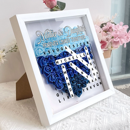 Mother And Daughter Forever Linked Together - Personalized Heart Flower Shadow Box