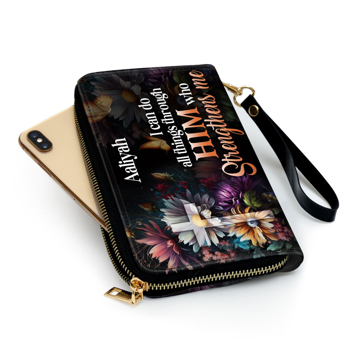 I Can Do All Things Through Him - Personalized Leather Clutch Purse STB29