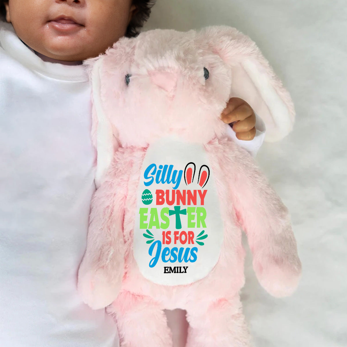 Silly Bunny Easter Is For Jesus - Personalized Stuffed Bunny