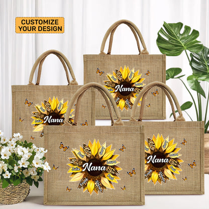Blessed To Be Called Grandma - Personalized Jute Tote Bag