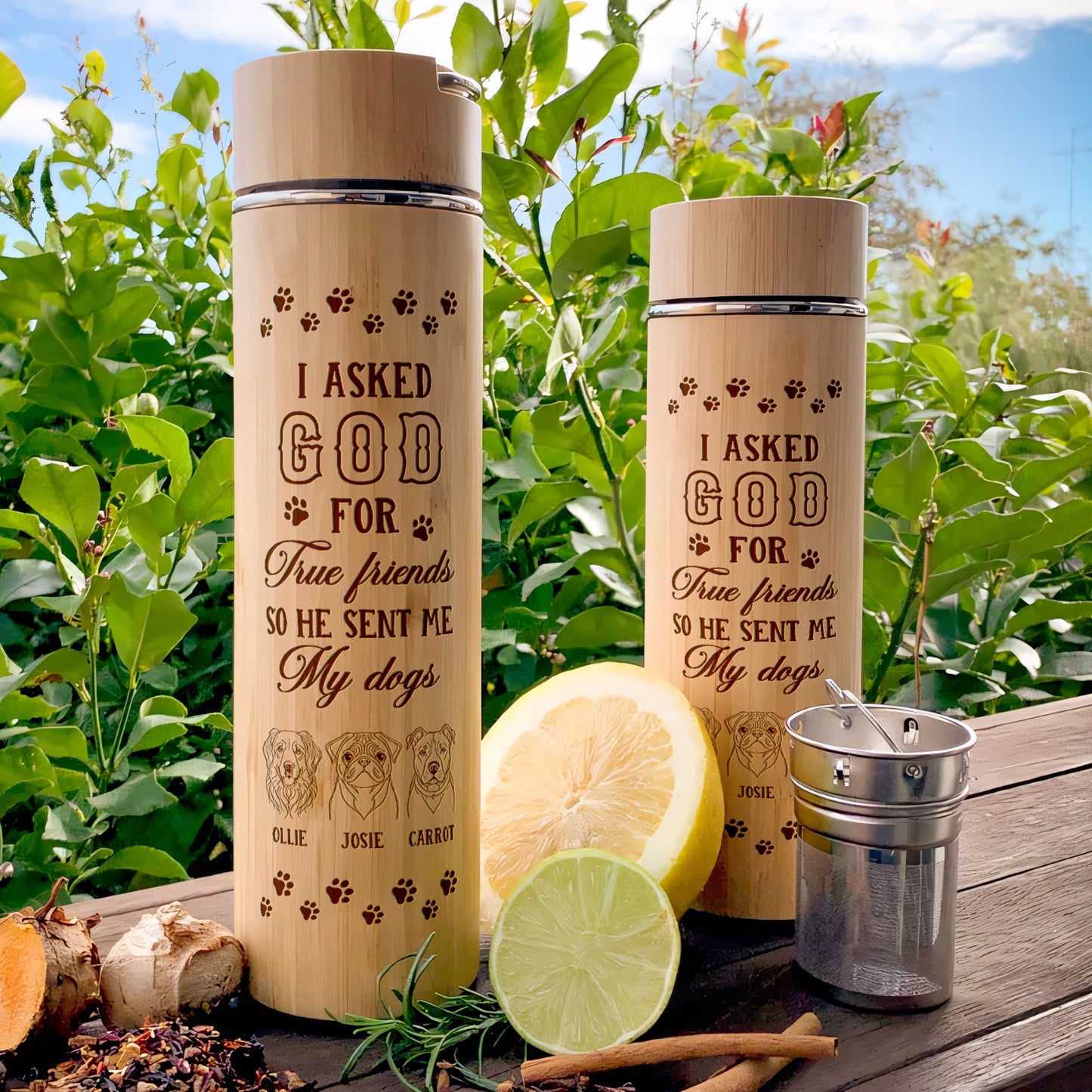 I Asked God For A True Friend - Personalized Stainless Bamboo Tumbler