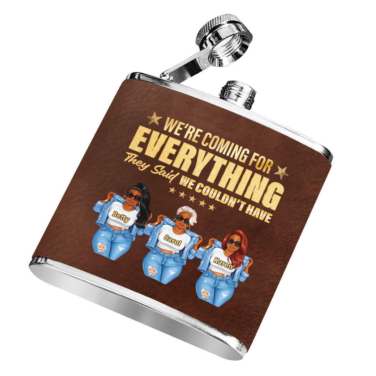 I Am Coming - Personalized Leather Flask SBLFLALTU2698T