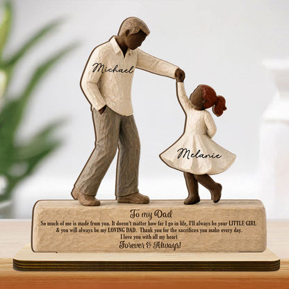 I Will Always Be Your Little Girl Father & Daughter Dancing 2D Flat Printed  - Personalized 2-Layer Wood Plaque With Flat Base