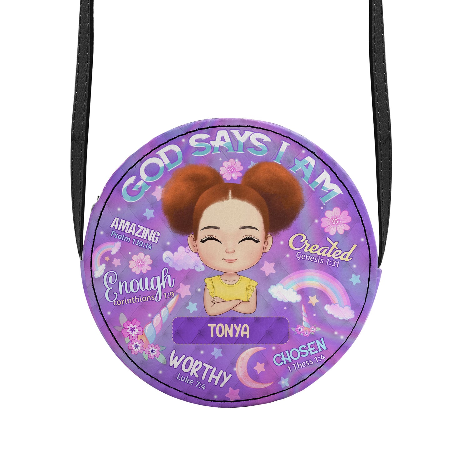 God Says I Am - Personalized Kid Round Purse SBCRBLM1167L