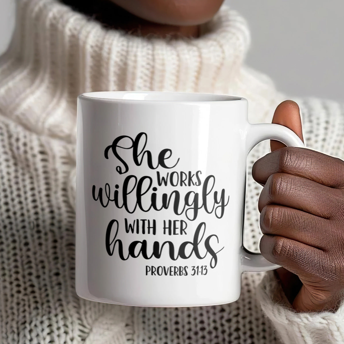 She Works Willingly With Her Hands - Personalized Ceramic Coffee Mug