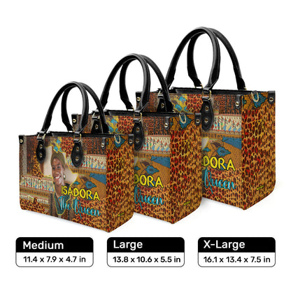 Africa Map Pattern - Personalized Leather Handbag SBLHBLN1101L