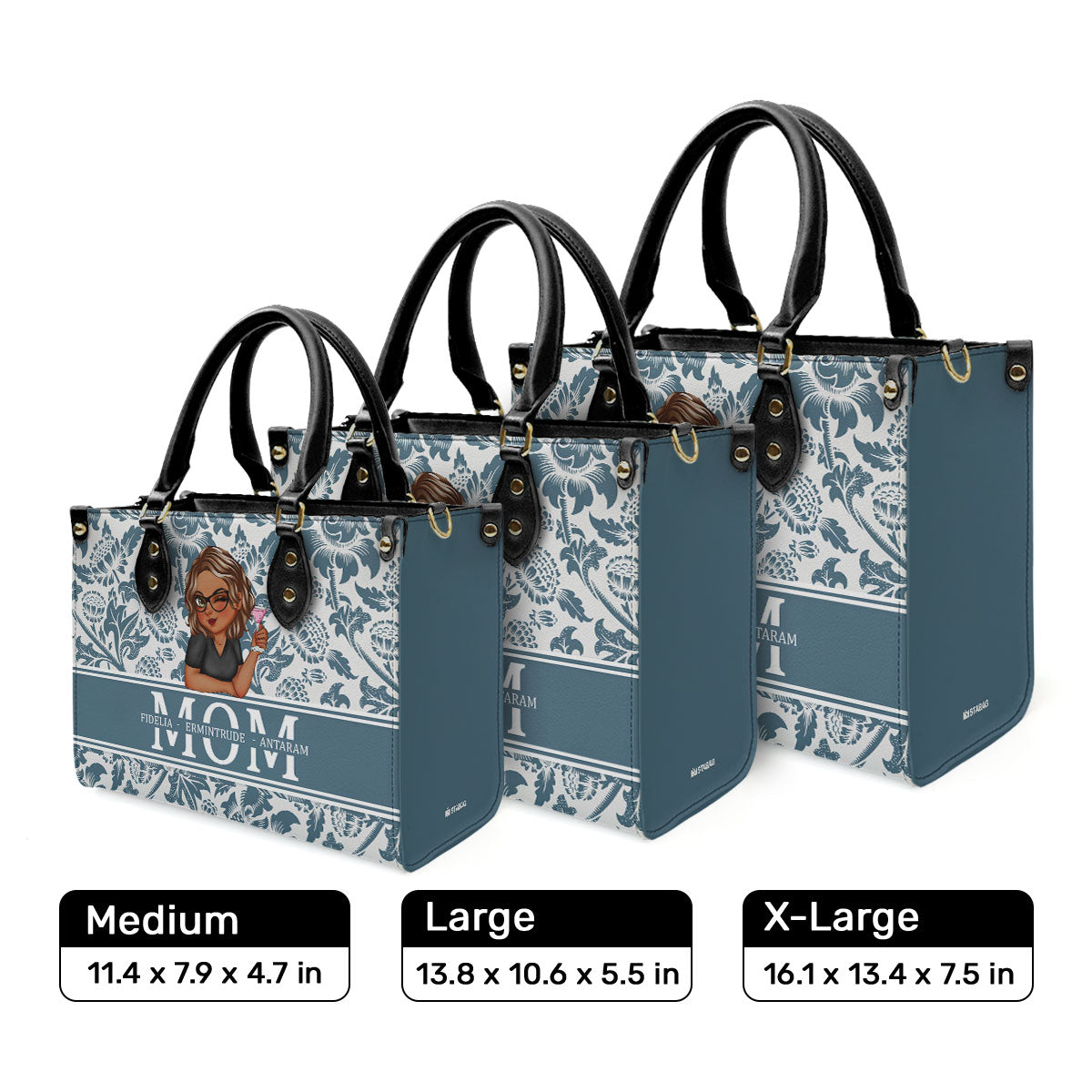 Grandma Mom Floral - Personalized Leather Handbag SBLHBLPA1410D