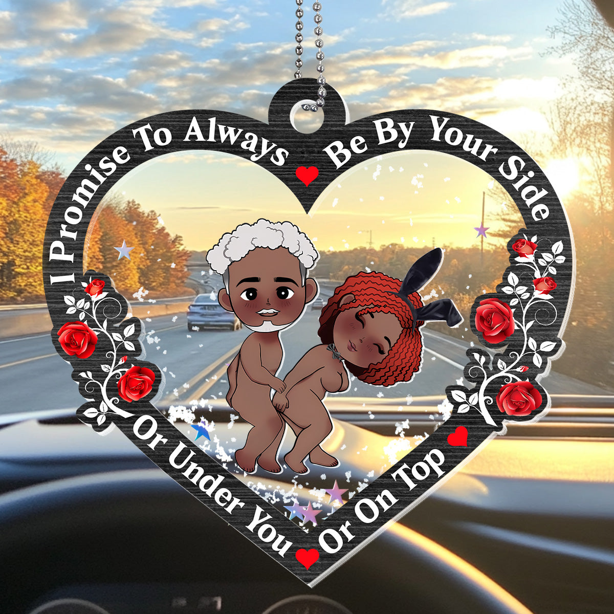 I Promise To Always Be By Your Side - Personalized Car Shaker Ornament