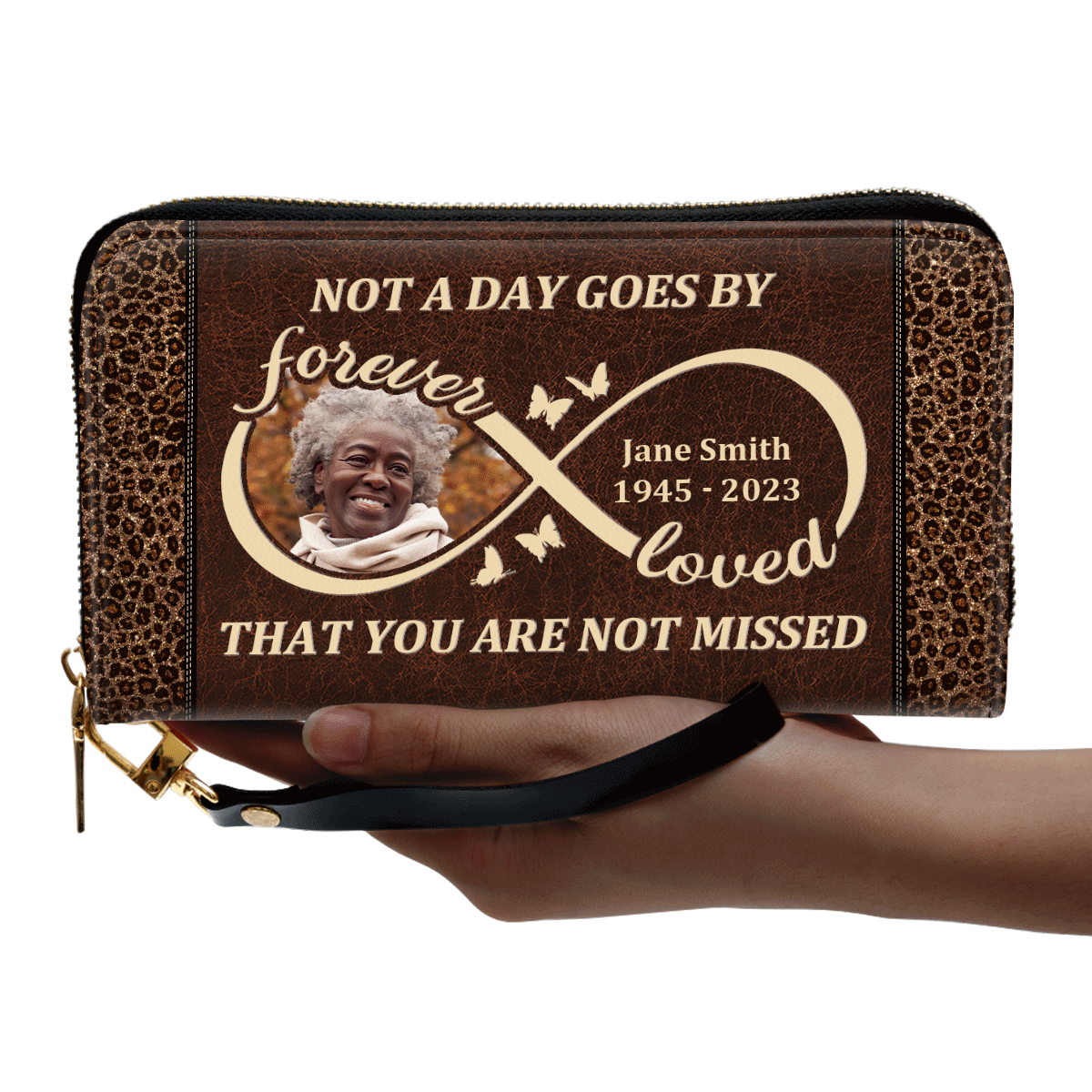 I Will Carry You With Me Until I See You Again - Personalized Leather Clutch Purse