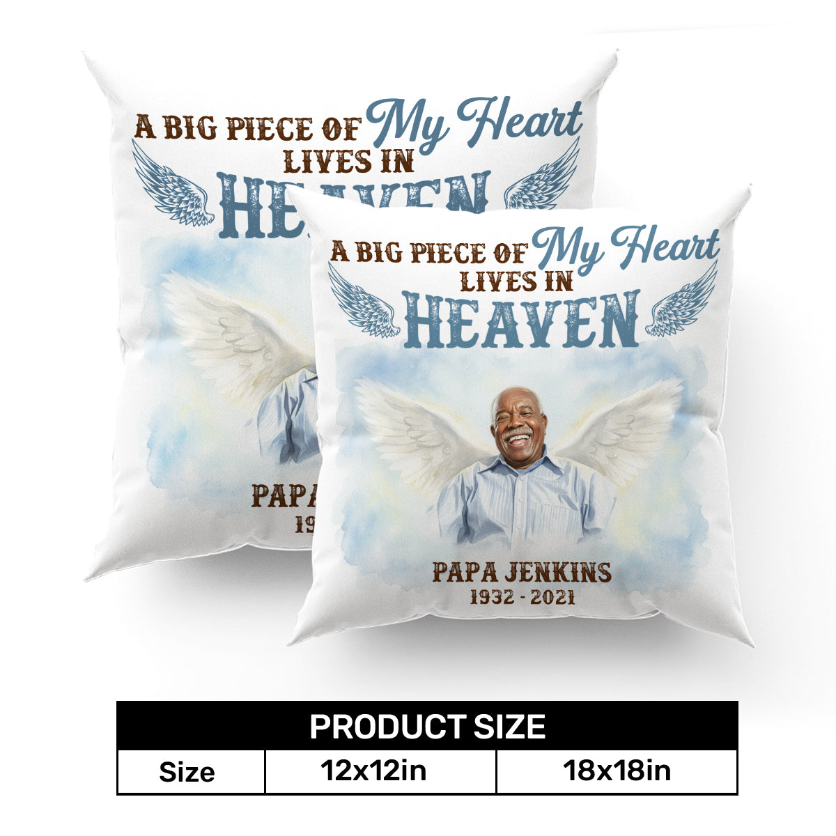 A Big Piece Of My Heart Lives In Heaven - Personalized Crystal Velvet Pillow