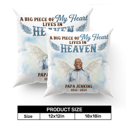 A Big Piece Of My Heart Lives In Heaven - Personalized Crystal Velvet Pillow