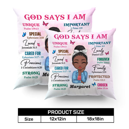 God Says I Am - Personalized Pillow