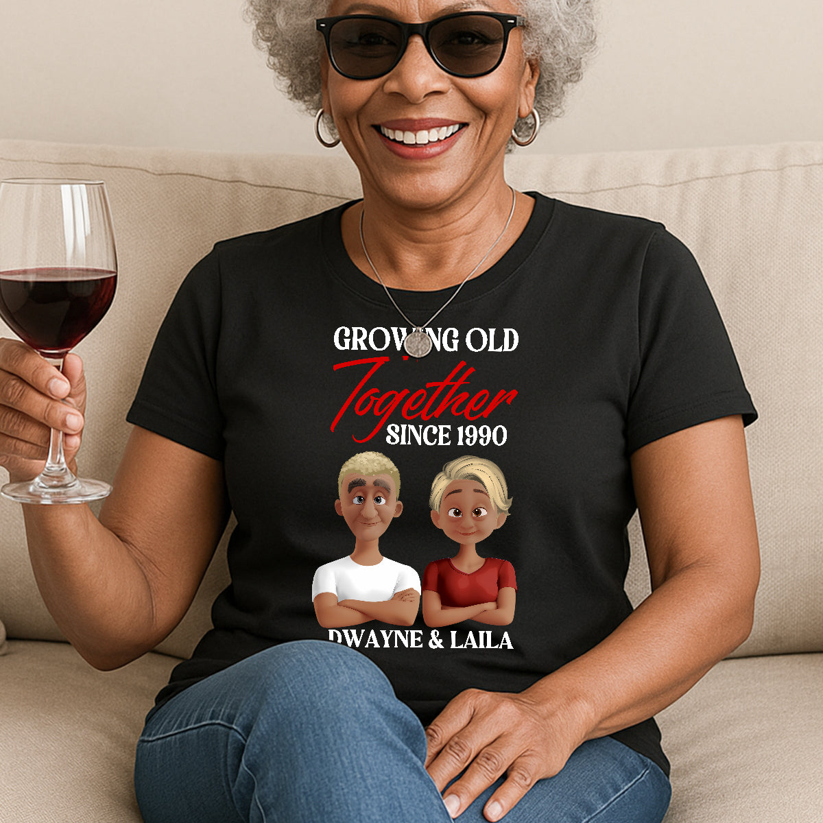 Growing Old Together - Personalized 2D Unisex T-shirt