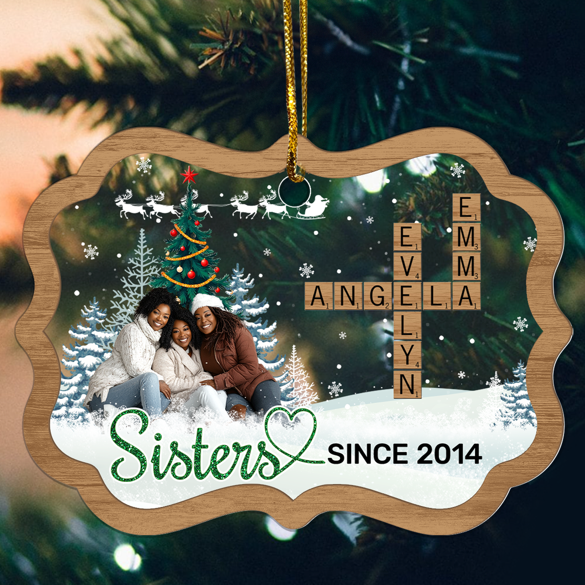 Sisters - Personalized Wood & Acrylic Ornament