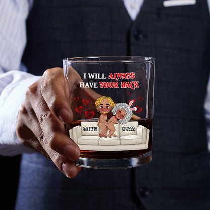 I Promise To Always Be By Your Side - Personalized Round Whiskey Glass