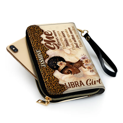 She Knows - Personalized Leather Clutch Purse SBCPLN1268L