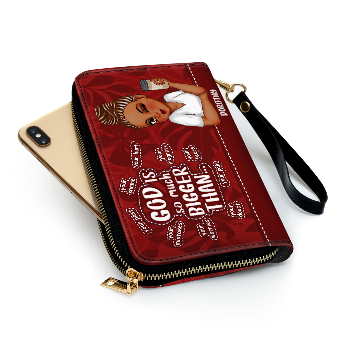 God Is So Much Bigger Than - Personalized Leather Clutch Purse SBCPLN1285D