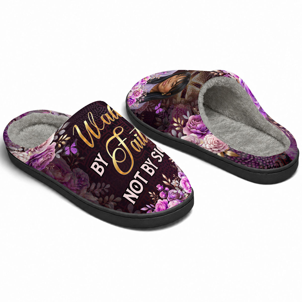 Walk By Faith Not By Sight - Personalized Flat Warm Slippers