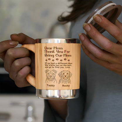 Thank You For Being My Mom Dad - Personalized Stainless Bamboo Mug