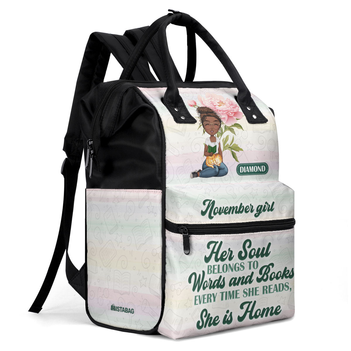 Every Time She Reads She Is Home Month Girl - Personalized Duckbilled Backpack SBDBPLN1326L