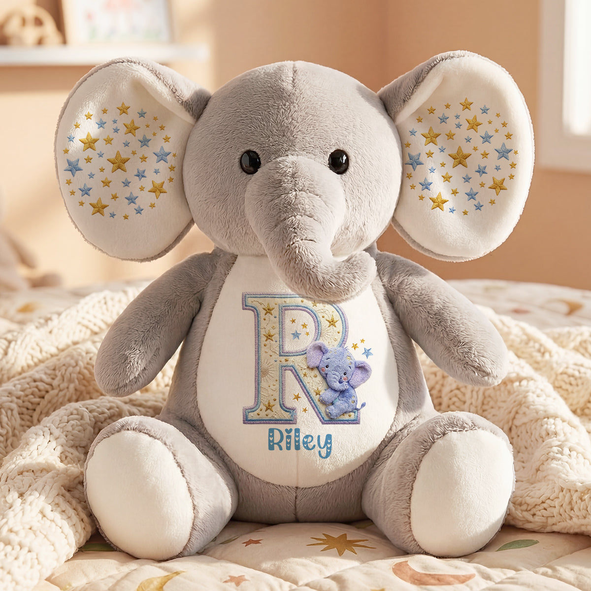 Cute Elephant Alphabet Name - Personalized Stuffed Elephant
