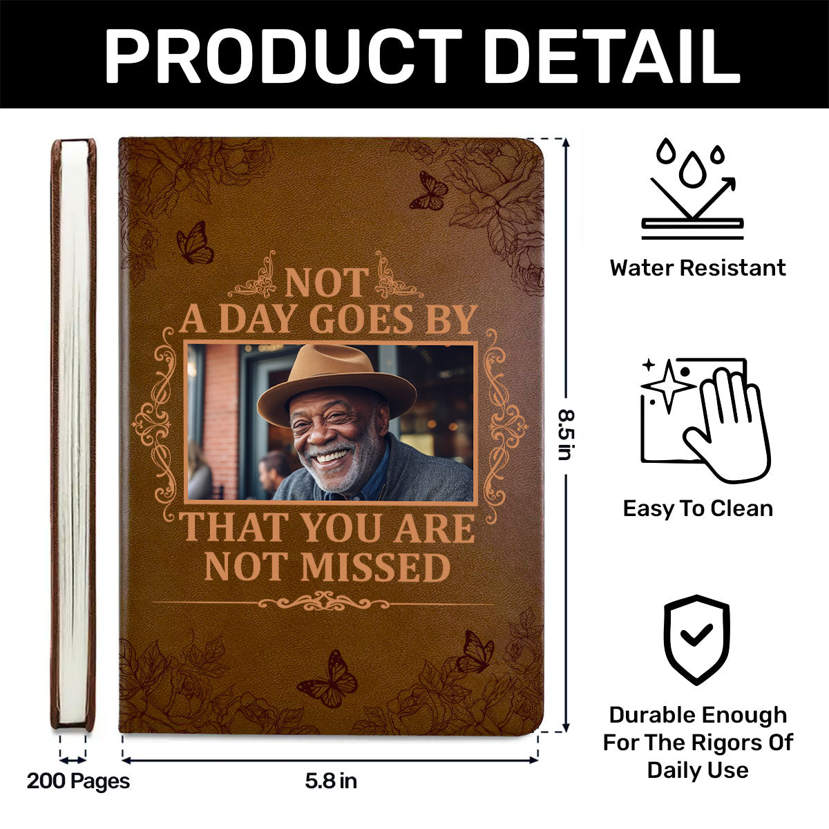 Not A Day Goes By That You Are Not Missed - Personalized Leather Cover Notebook