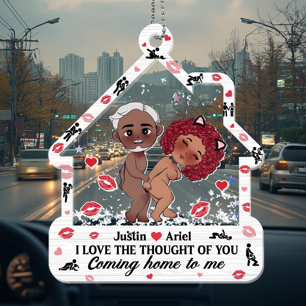 I Love You - Personalized 3 Layered Car Shaker Ornament