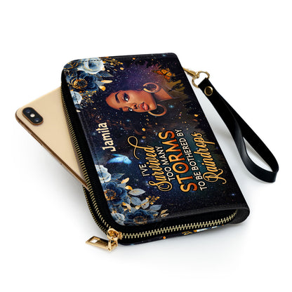 I've Survived Too Many Storms - Personalized Leather Clutch Purse SBCPLHA2419T