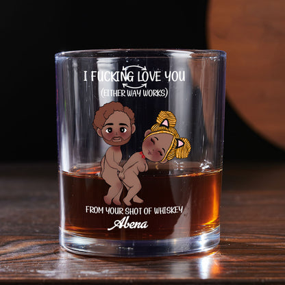 I Love You - Personalized Round Whiskey Glass