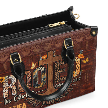 Rooted In Christ - Personalized Leather Handbag SBLHBLM1465TA