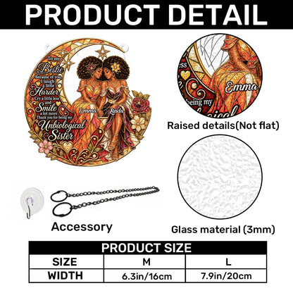 Thank You For Being My Unbiological Sister - Personalized 3D Custom Shape Stained Glass Suncatcher
