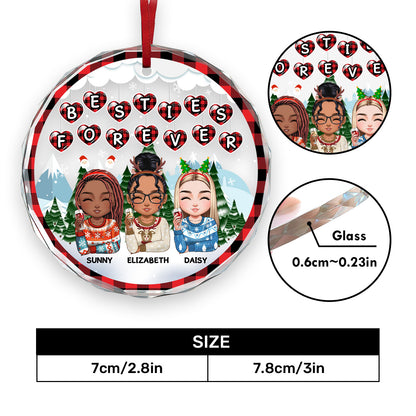 Besties Forever - Personalized Round Glass Ornament