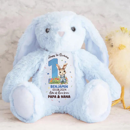 Happy 1st Birthday - Personalized Stuffed Bunny